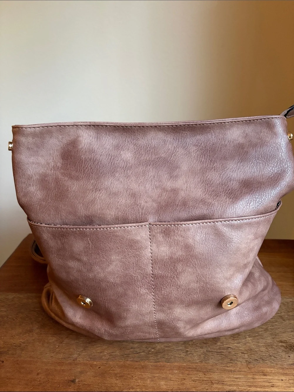 Women’s Dusty Rose Mauve Faux Leather convertible backpack- Stylish Everyday Bag